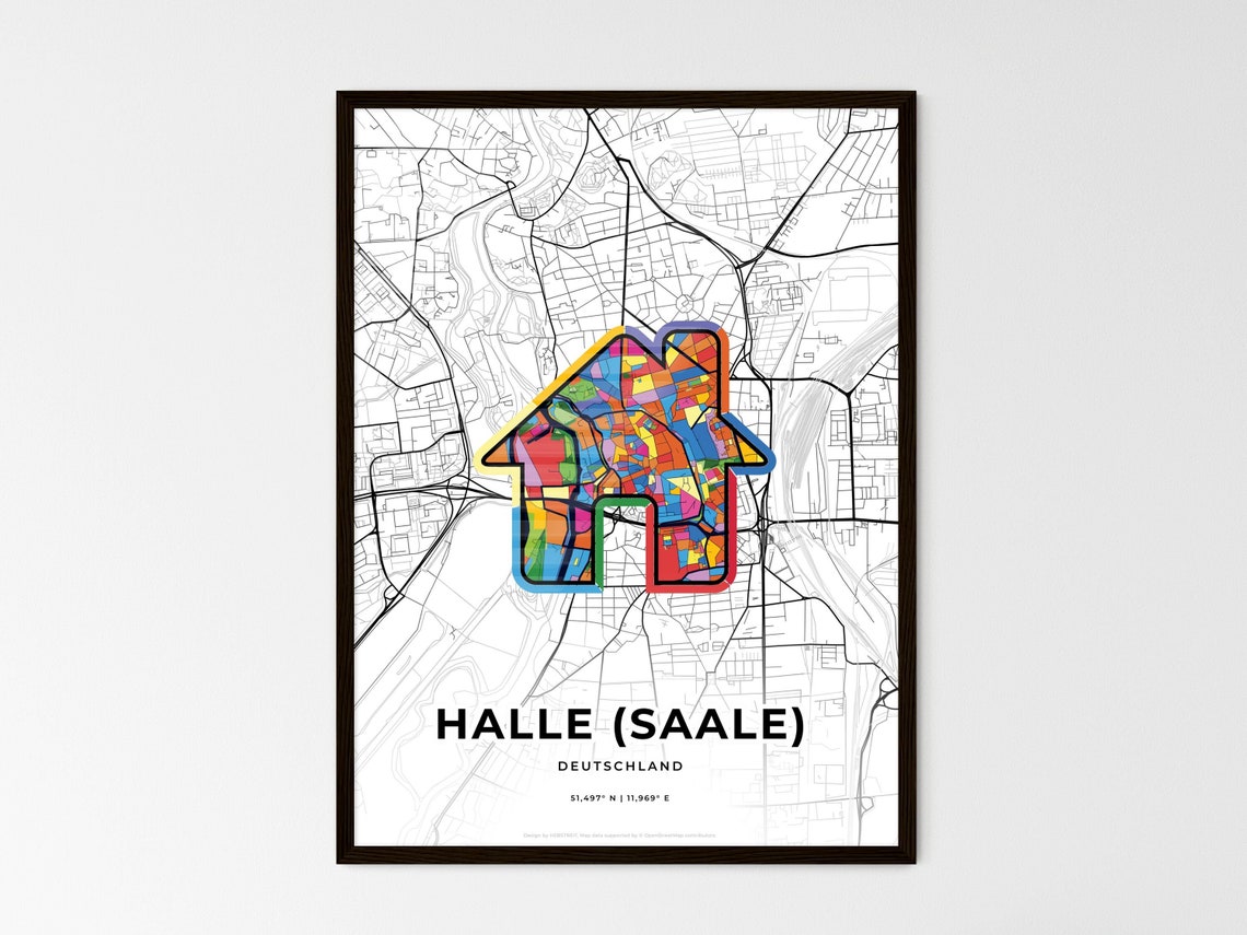 Halle Saale Germany Where It All Began Heart Map Coordinates Poster - Image 3