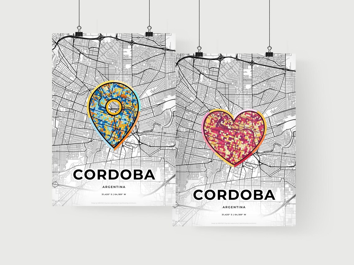 Córdoba Argentina Romantic Minimalist Heart City Map Art Poster - Image 2