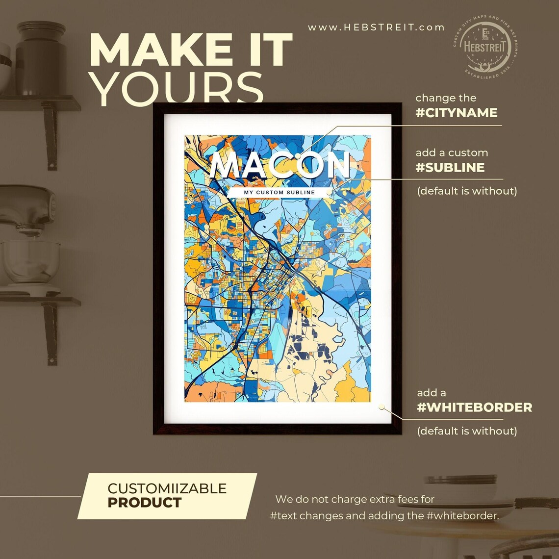 Macon Georgia Bold Abstract Geometric City Street Map Poster - Image 2