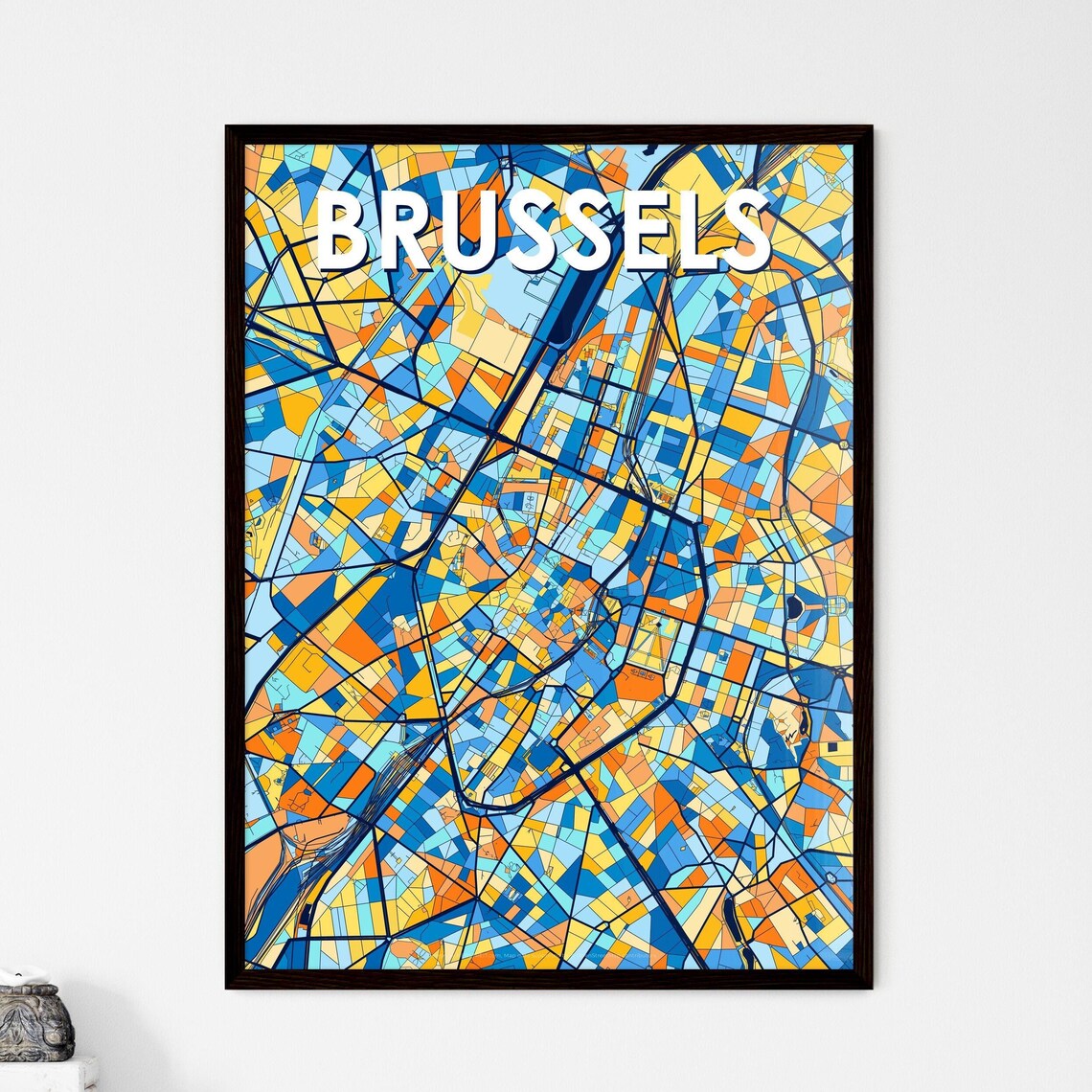 Brussels Belgium Vibrant Street Map Artwork Colorful City Design Poster