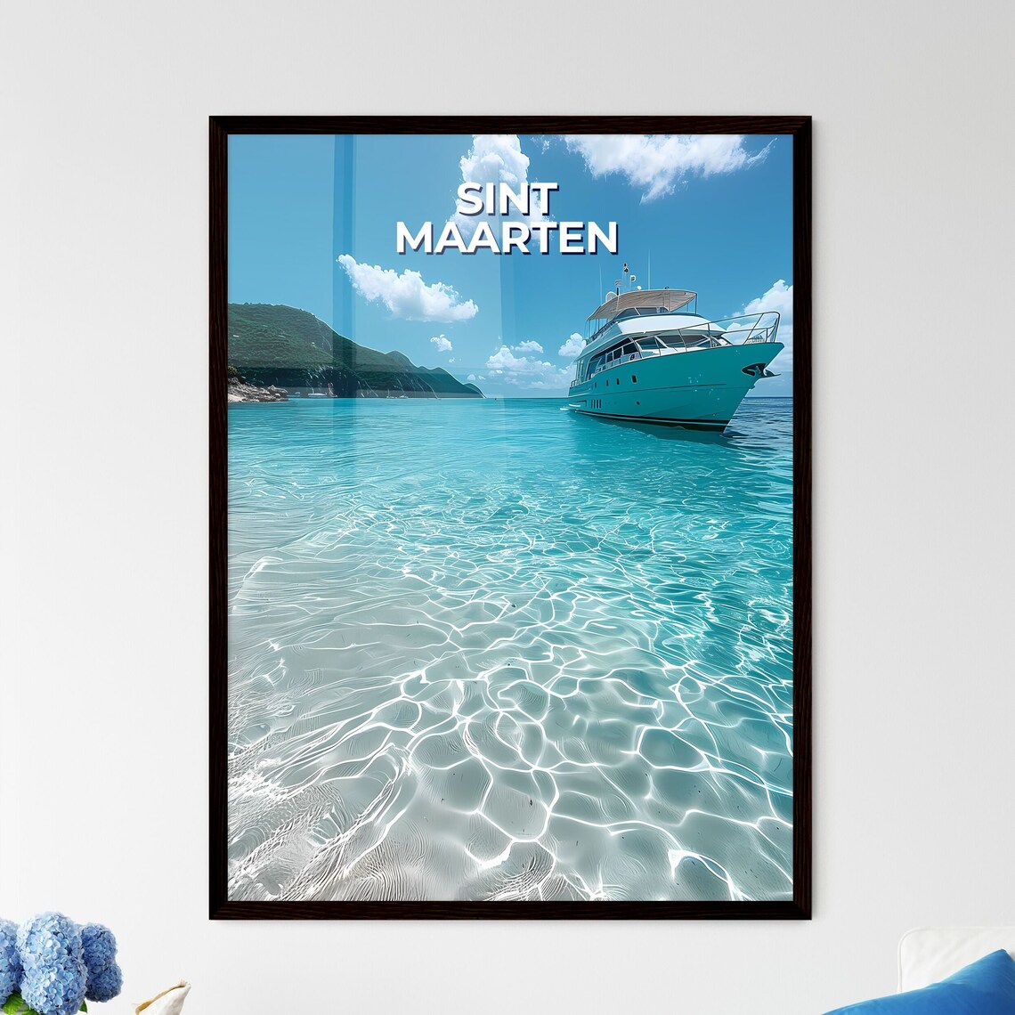 Sint Maarten Yacht Turquoise Caribbean Sea Travel Art Poster
