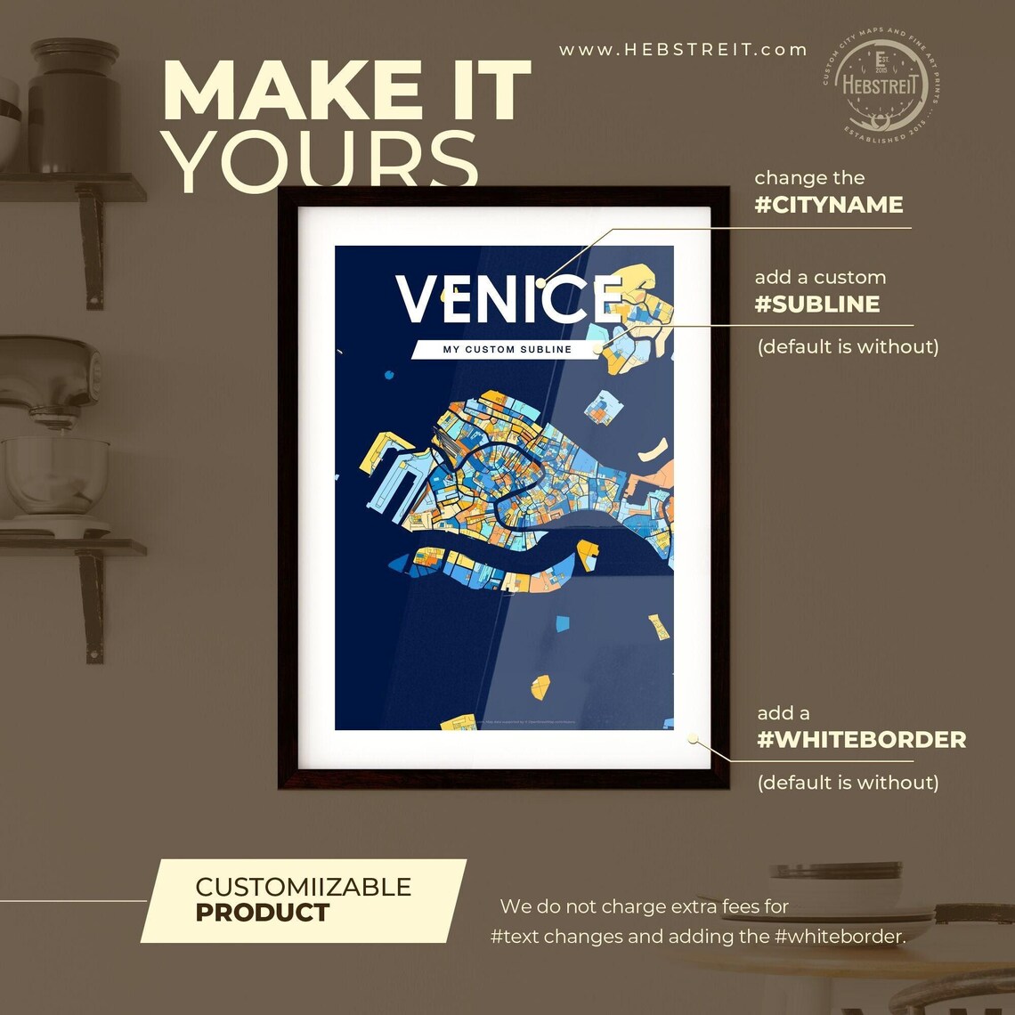 Venice Italy Colorful Street Map Artwork Modern City Home Decor Poster - Image 2