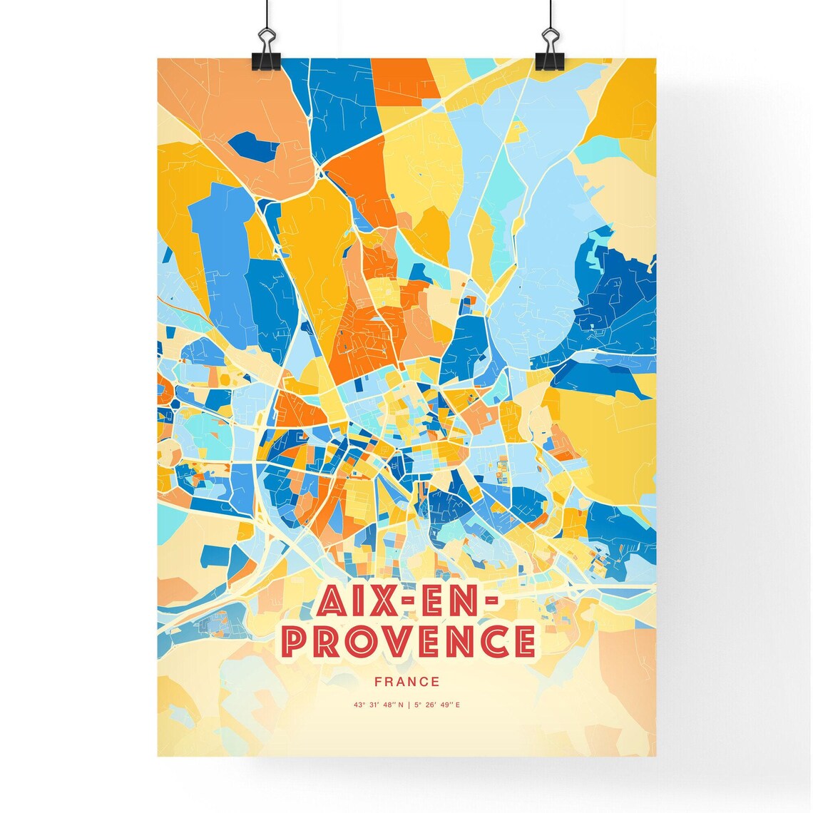 Aix en Provence France Vintage Geometric City Map Art Poster - Image 3