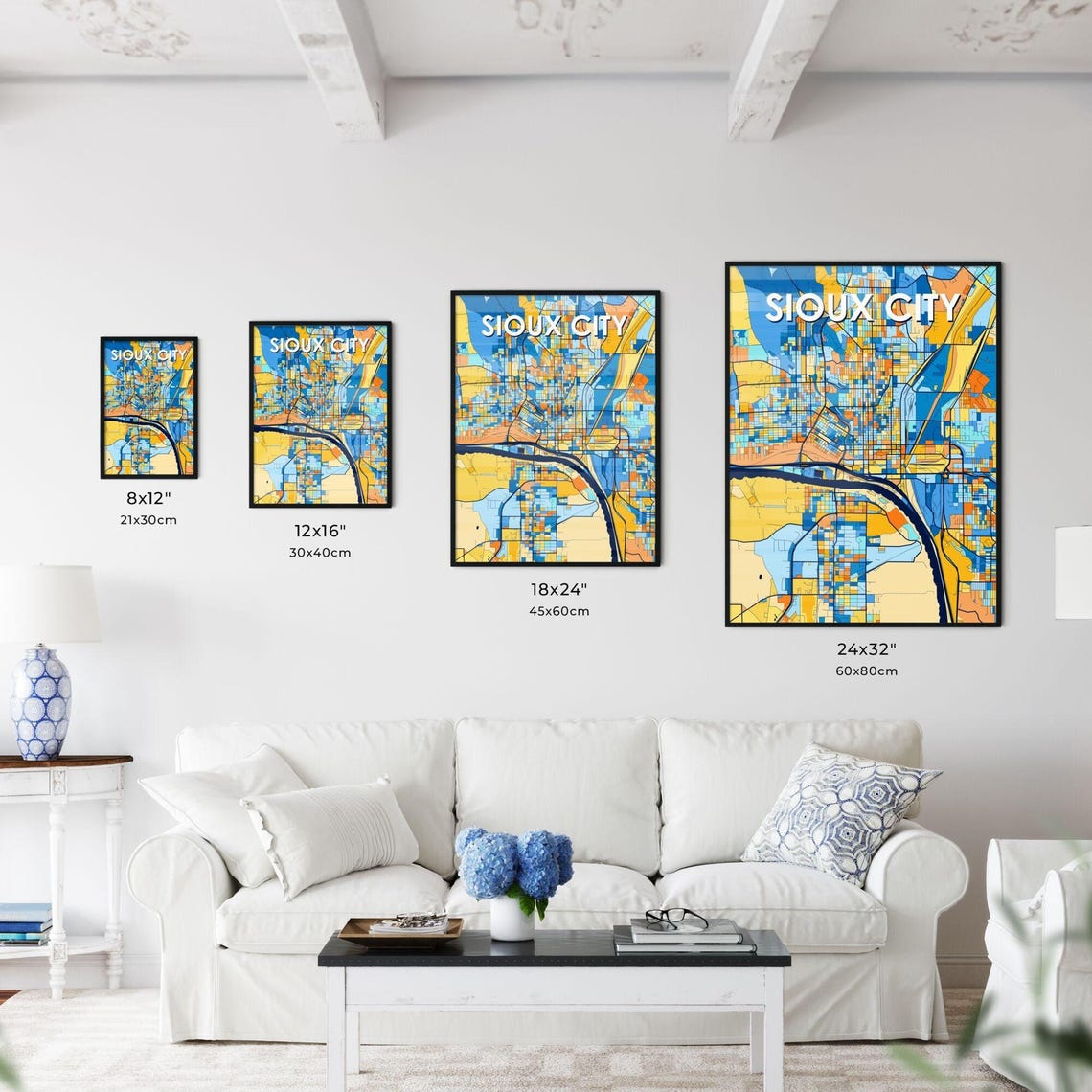 Sioux City Iowa City Map Poster Vibrant Modern Home Wall Decor - Image 3