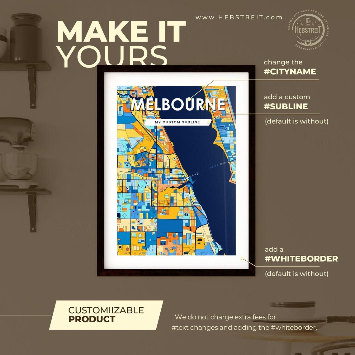 Colorful City Map Art Poster of Melbourne Florida for Home Decor - Image 2