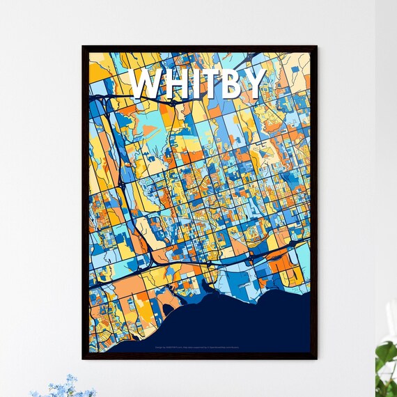 Whitby Ontario Canada Colorful Modern City Street Map Travel Decor Poster