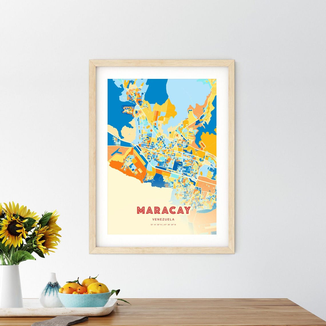 Maracay Venezuela City Map Blue Orange Modern Cartography Poster - Image 2