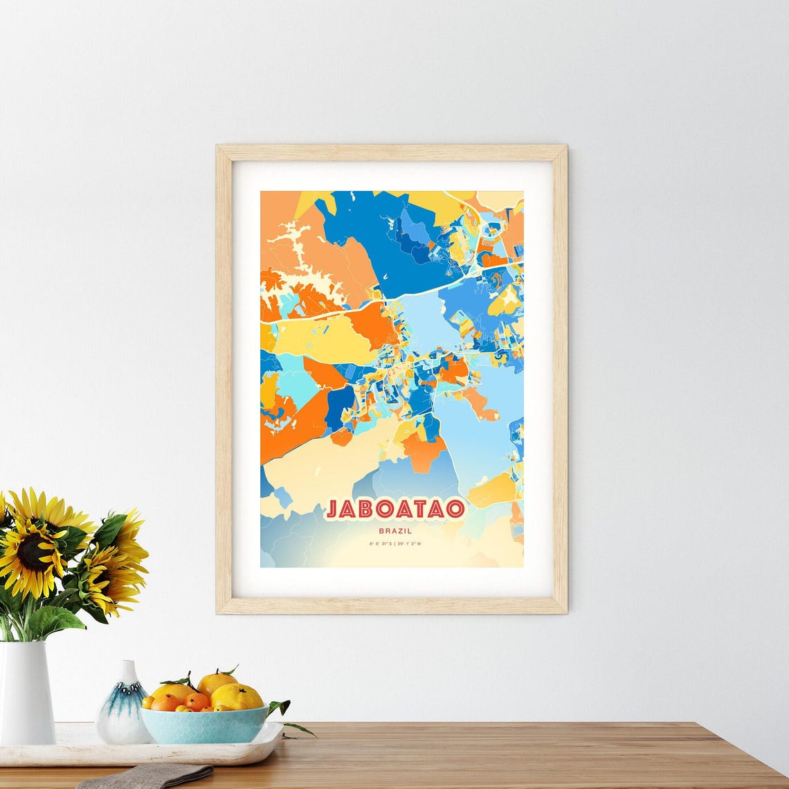 Jaboatao Brazil Modern Colorful City Map Art Coordinates Poster - Image 2