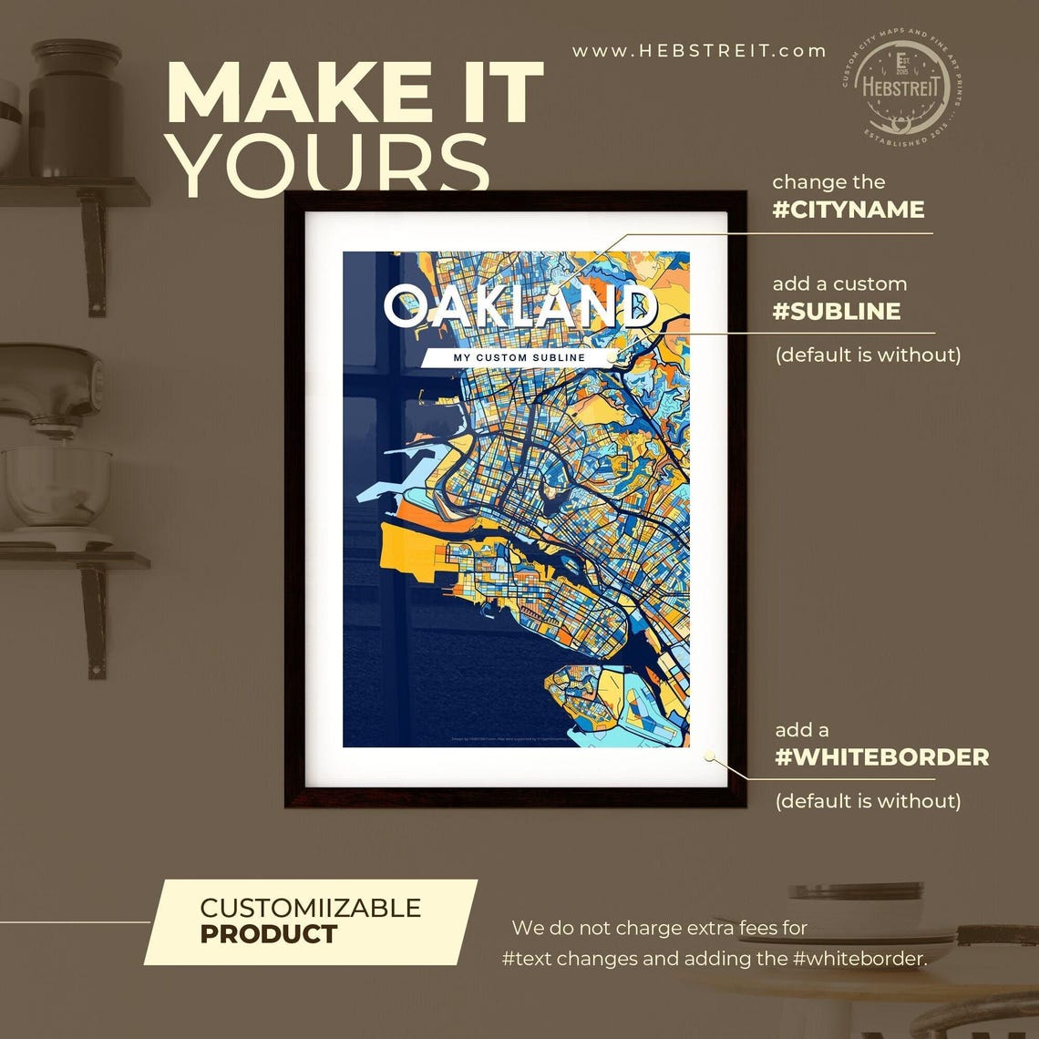 Oakland California Colorful Geometric City Street Map Poster - Image 2