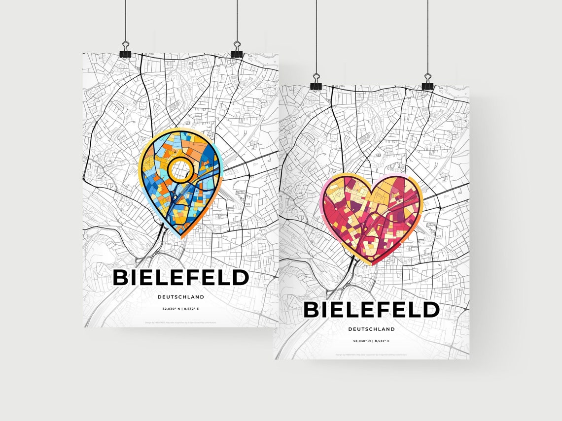 Bielefeld Germany Where It All Began Heart Map Coordinates Poster - Image 2