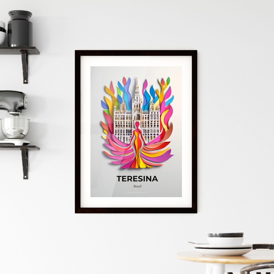 Teresina Brazil Cathedral Rainbow Colorful Paper Cut Art Poster - Image 2