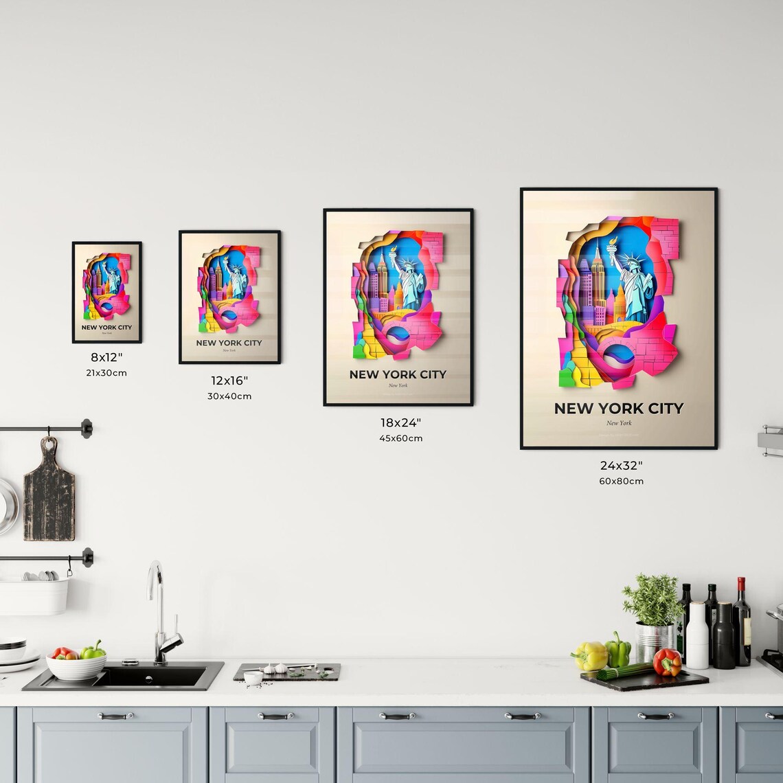 New York City New York Statue of Liberty Paper Cut Art Poster - Image 3