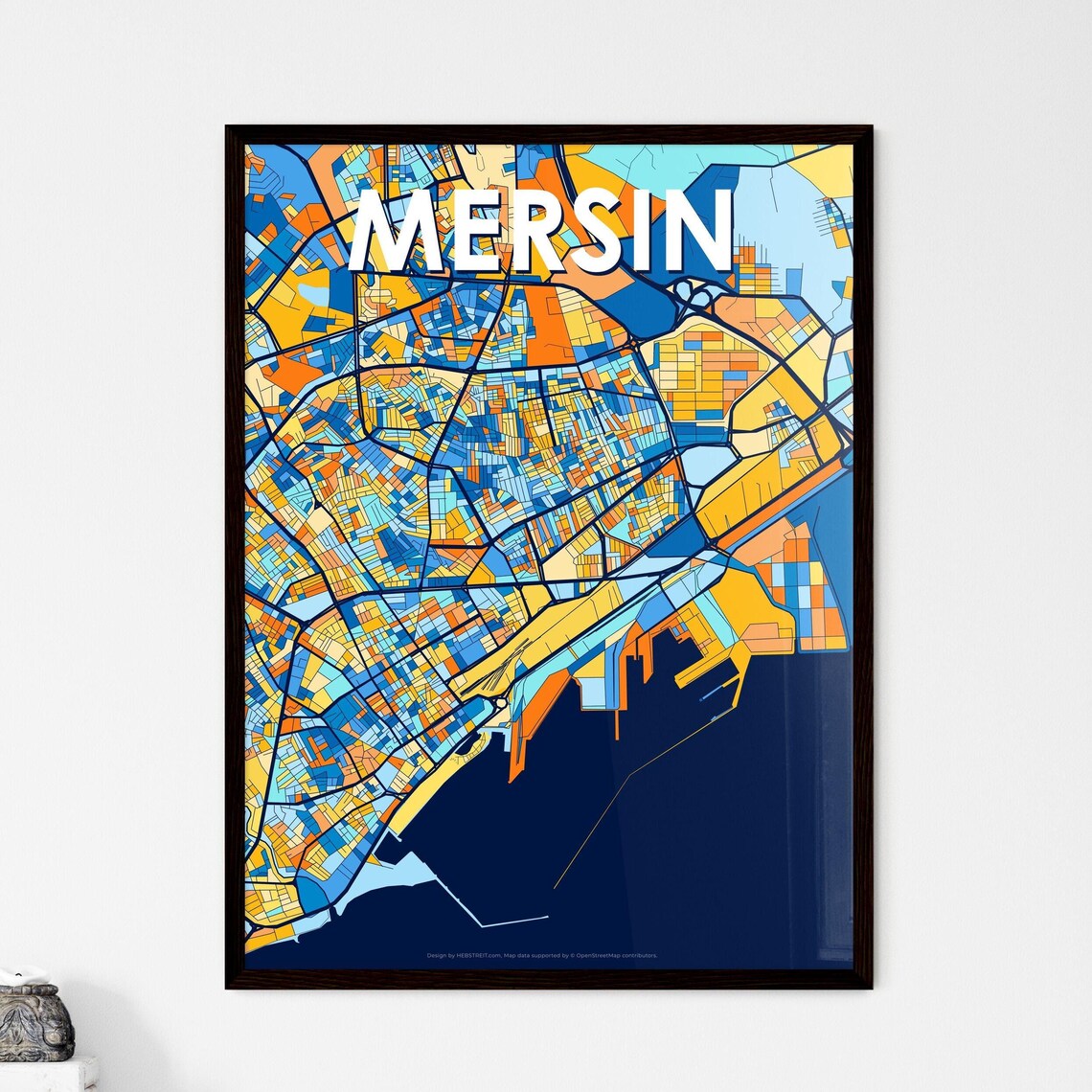 Mersin Turkey Artistic Colorful City Map Wall Decor Travel Design Poster