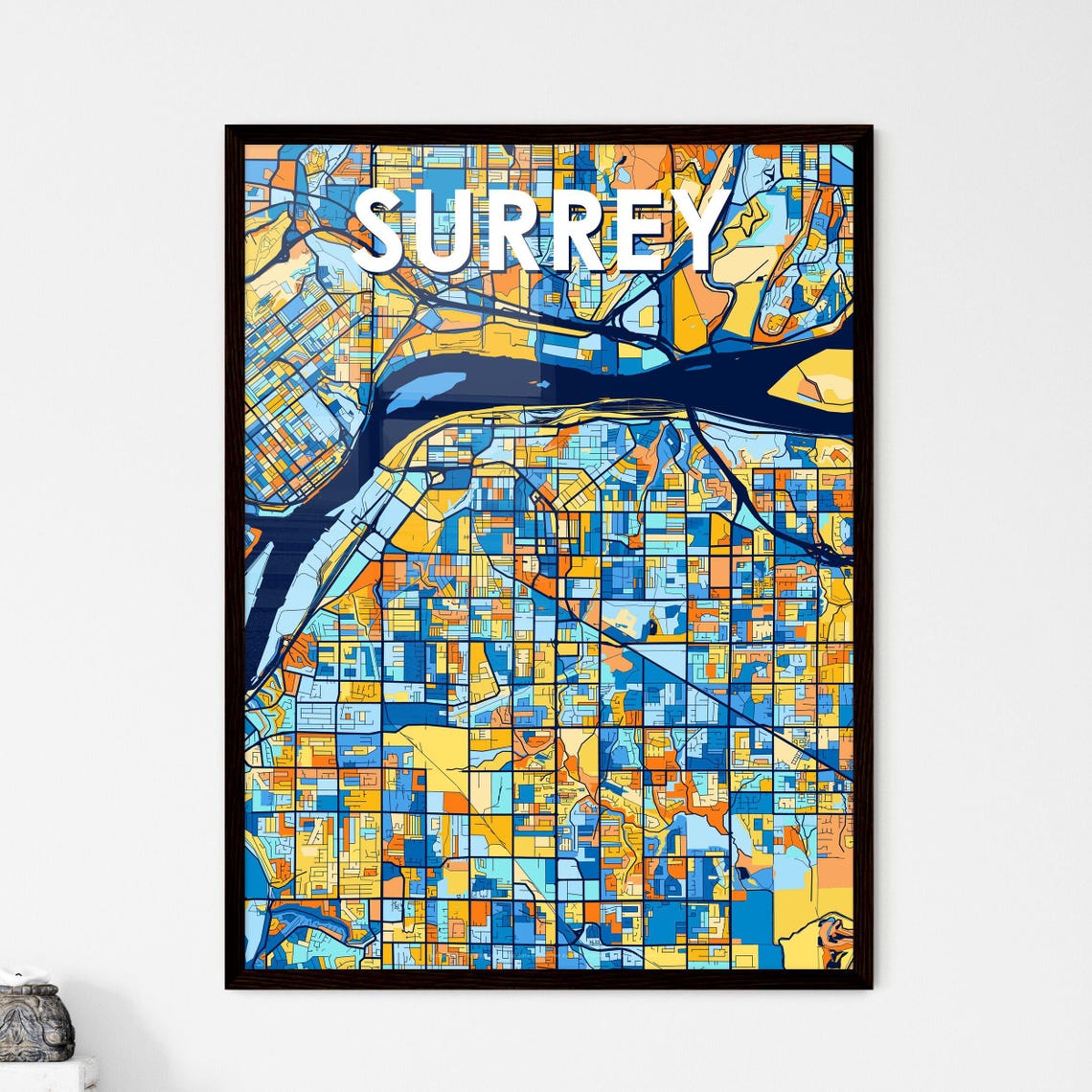 Custom Surrey Canada Vibrant Colorful City Street Map Art Poster
