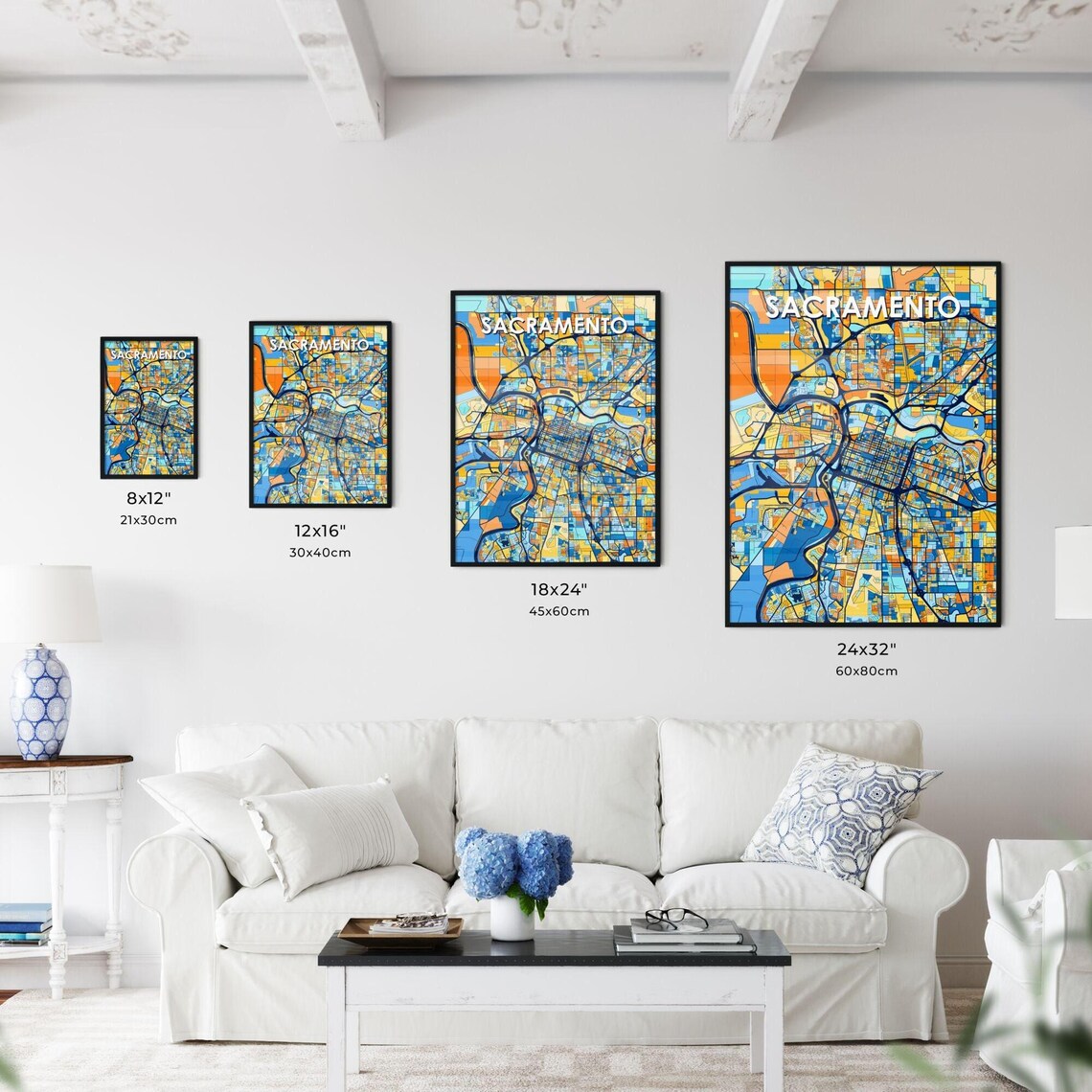 Sacramento California Colorful Modern City Map Poster for Home and Office - Image 3