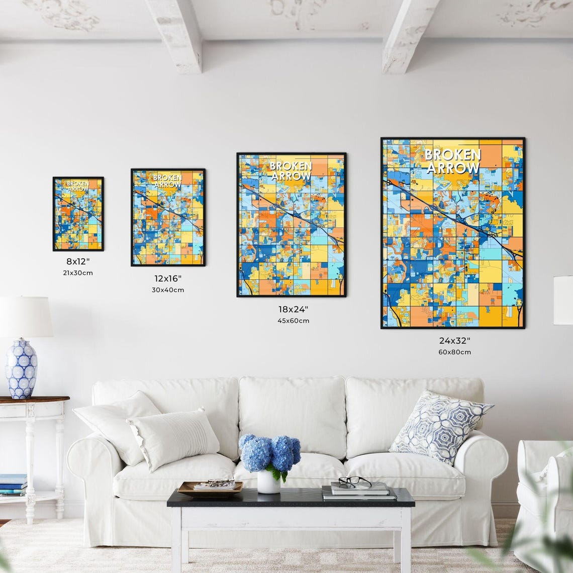 Broken Arrow Oklahoma Colorful Geometric City Street Map Poster - Image 3