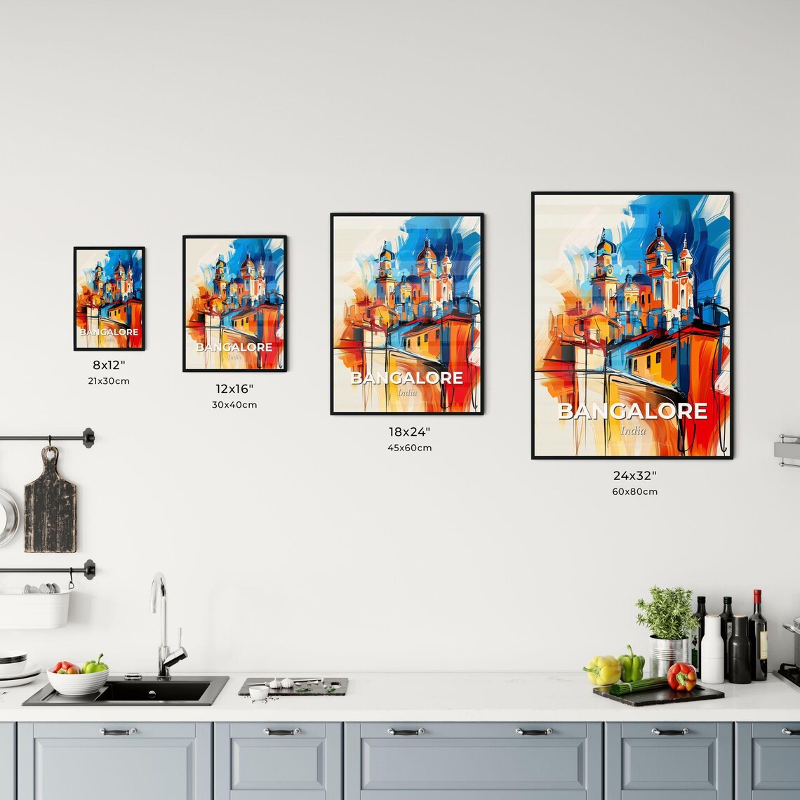 Bangalore India Abstract Church Domes Vivid Painting Art Poster - Image 3