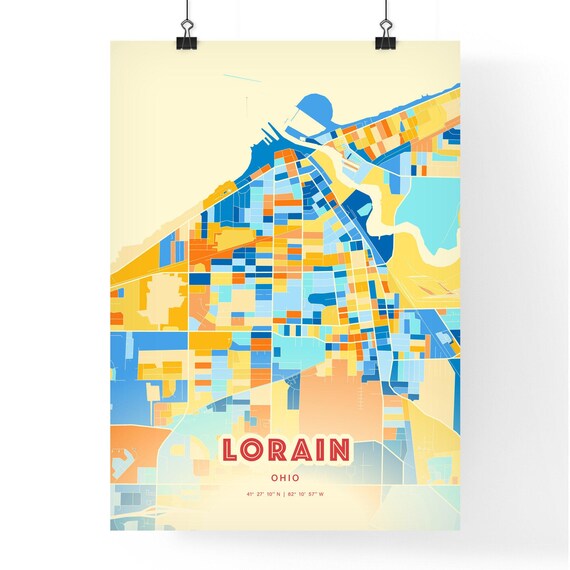 Abstract Lorain Ohio Modern Colorful City Street Map Art Poster