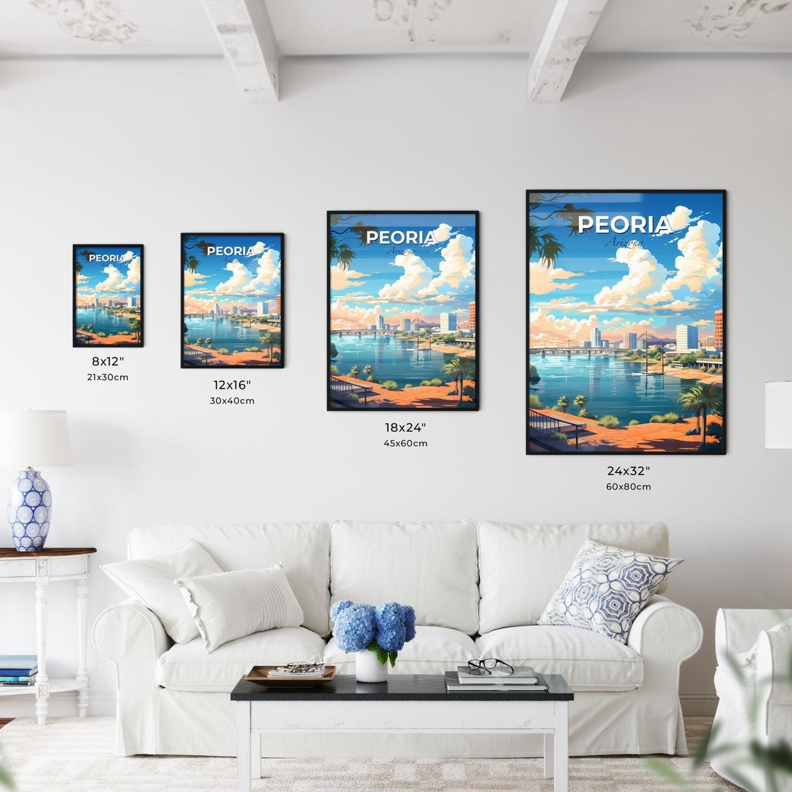 Peoria Arizona River Bridge Skyline Palm Trees Day View Poster - Image 3