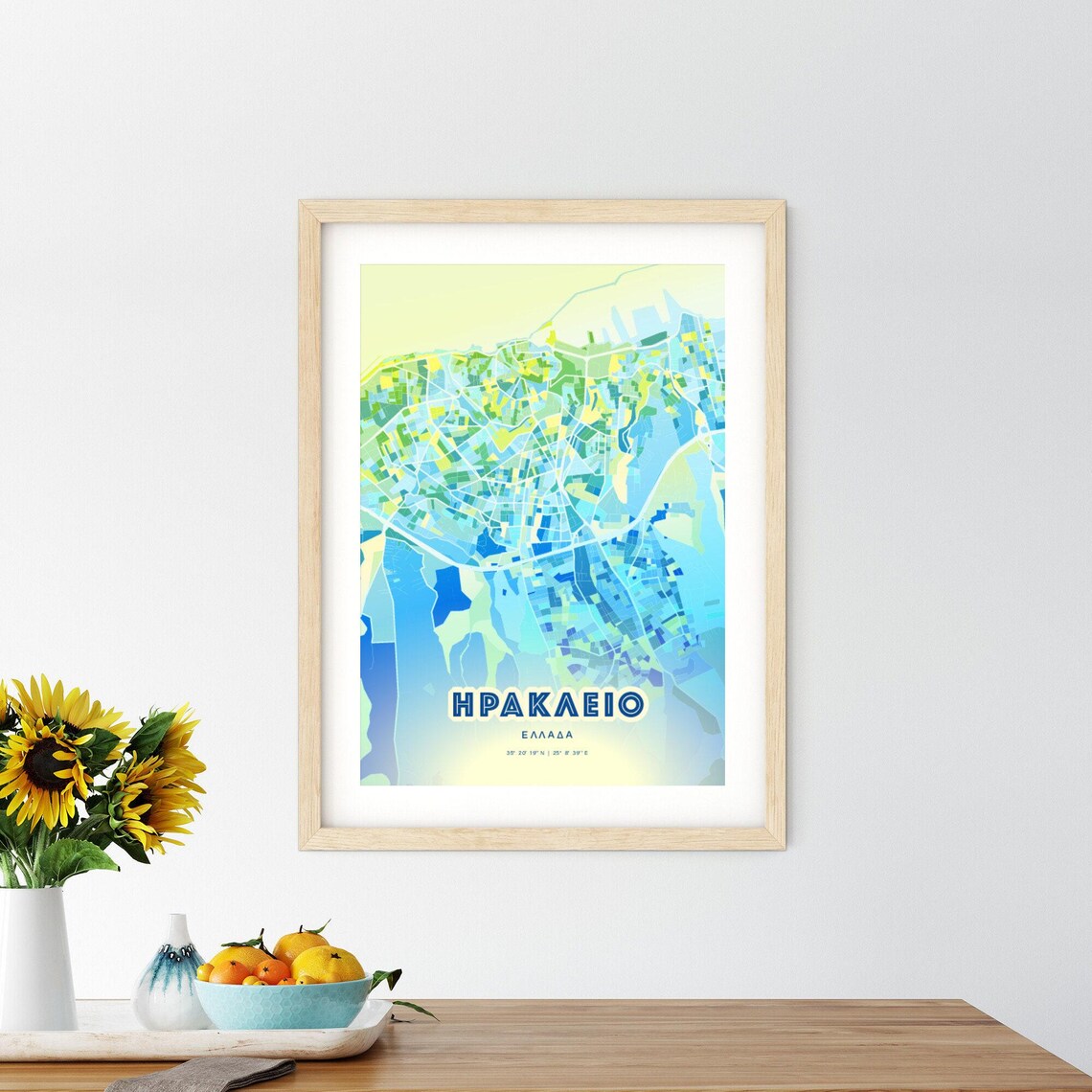 Heraklion Greece Art Map, Personalized Gift - Image 3