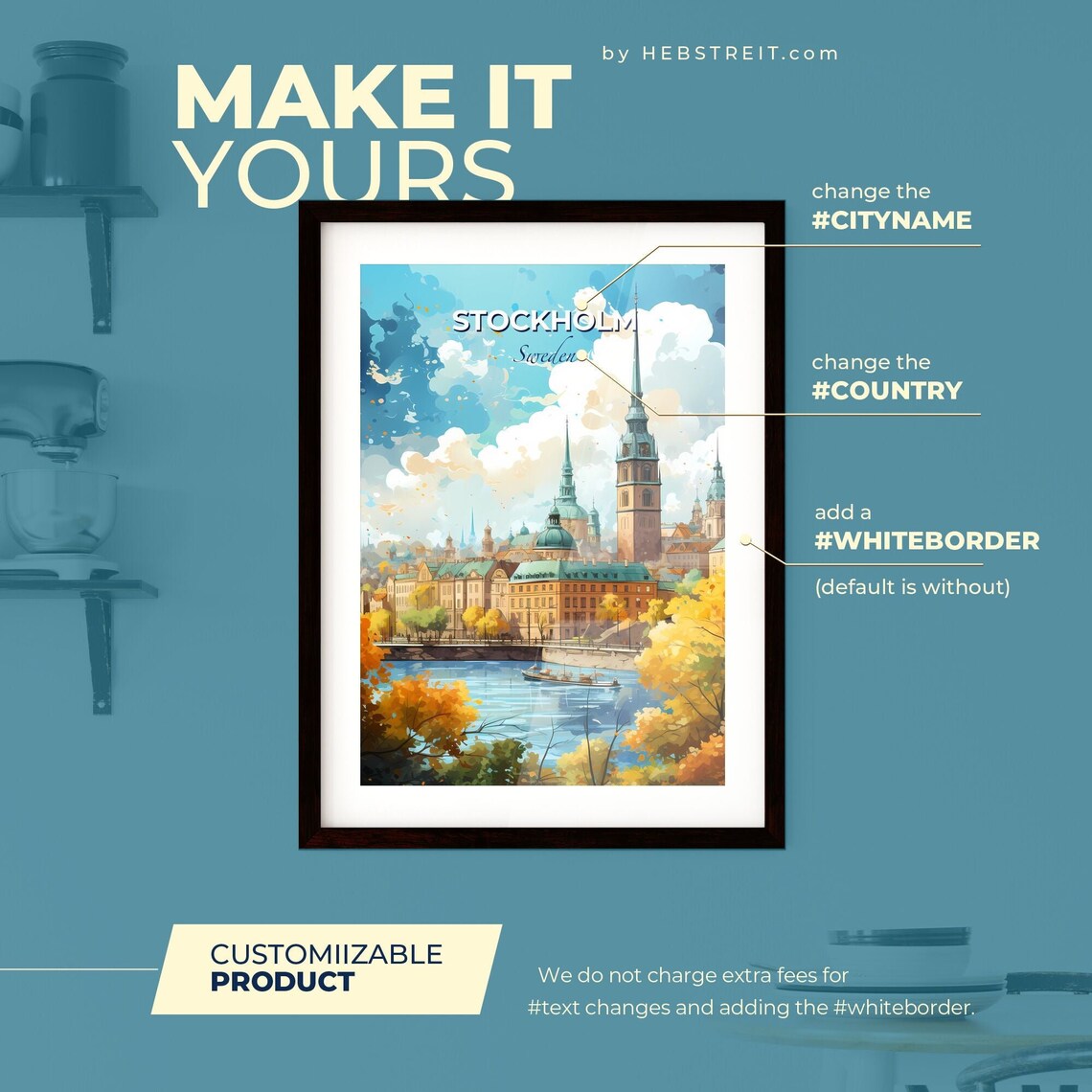 Stockholm Sweden Old Town Church Spires River Autumn Travel Poster - Image 2