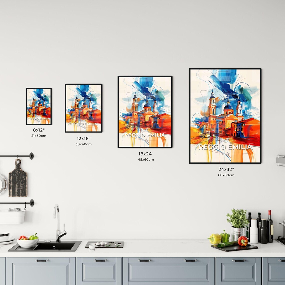 Reggio Emilia Italy Colorful City Painting Abstract Skyline Poster - Image 3