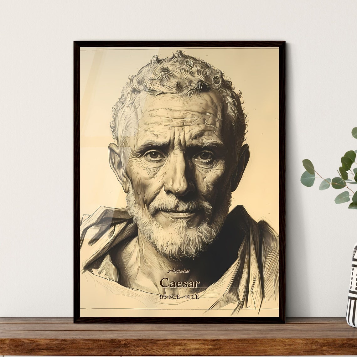 Augustus Caesar First Roman Emperor Engraving Portrait Poster