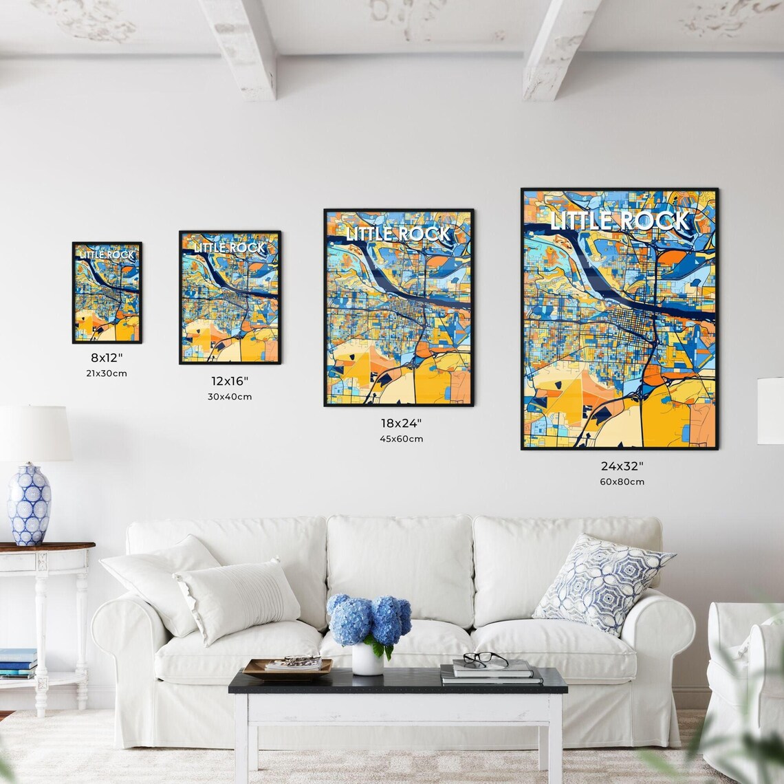 Little Rock Arkansas City Map Art Print With Navy River And Bright Colors - Image 3