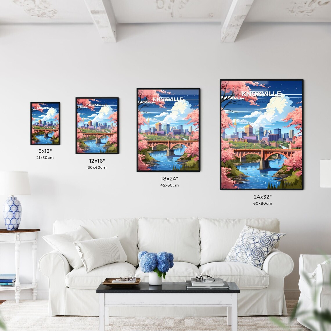 Knoxville Tennessee Skyline River Bridge Blossom Travel Poster - Image 3