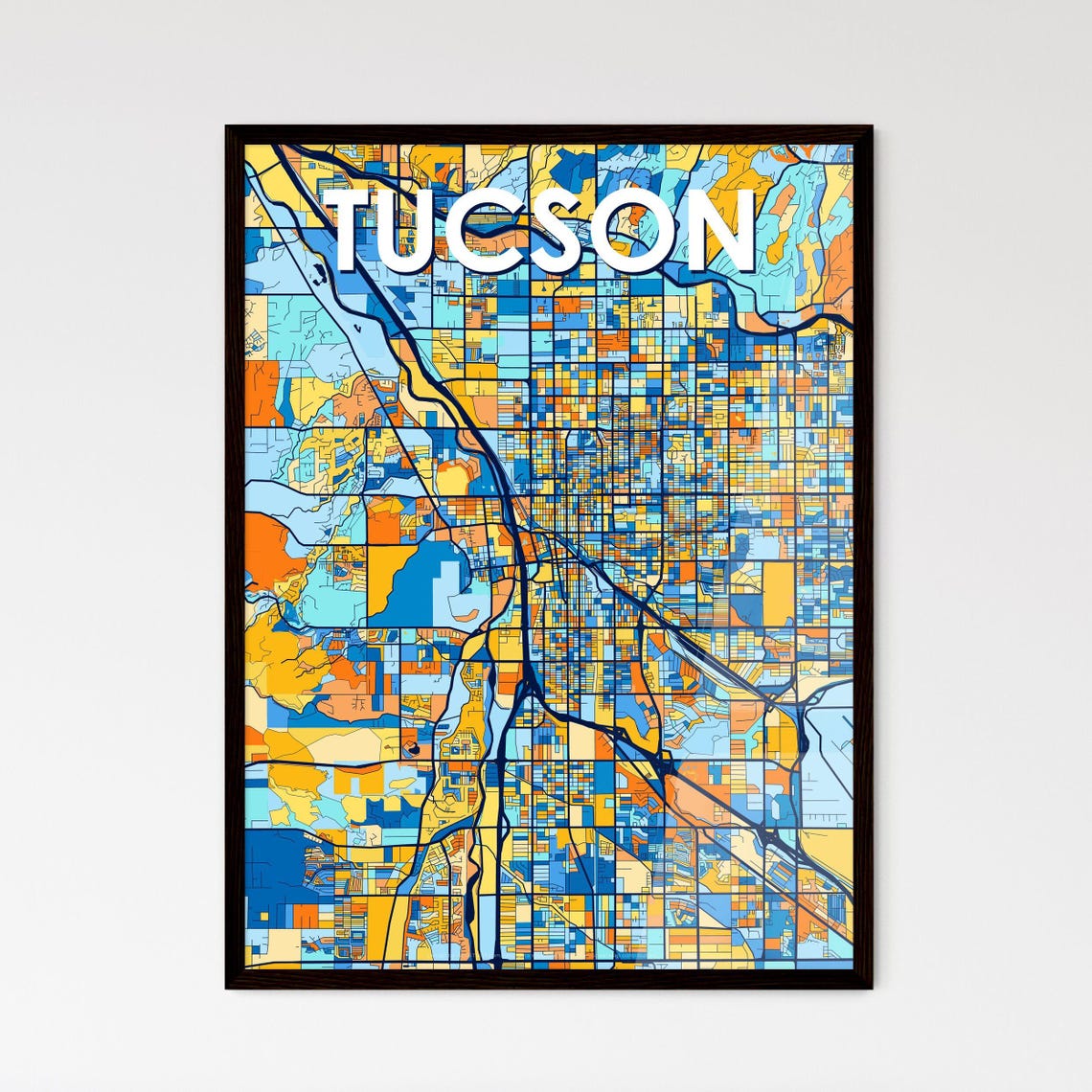 Tucson Arizona Desert City Map Colorful Art Print Wall Decor