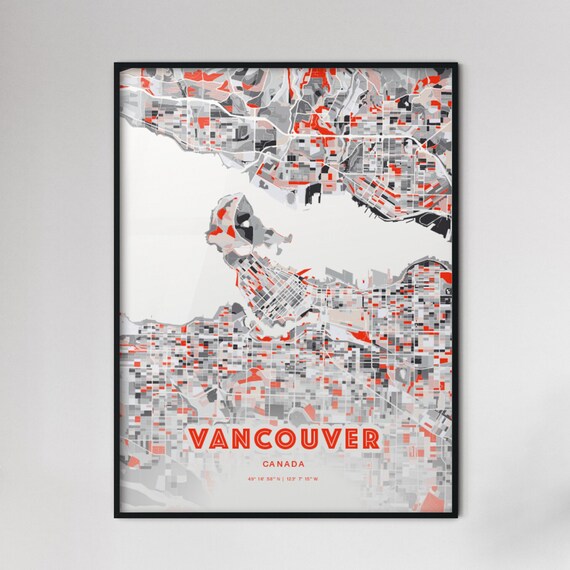 Vancouver Canada Bold Red Modern City Street Map Artwork Poster