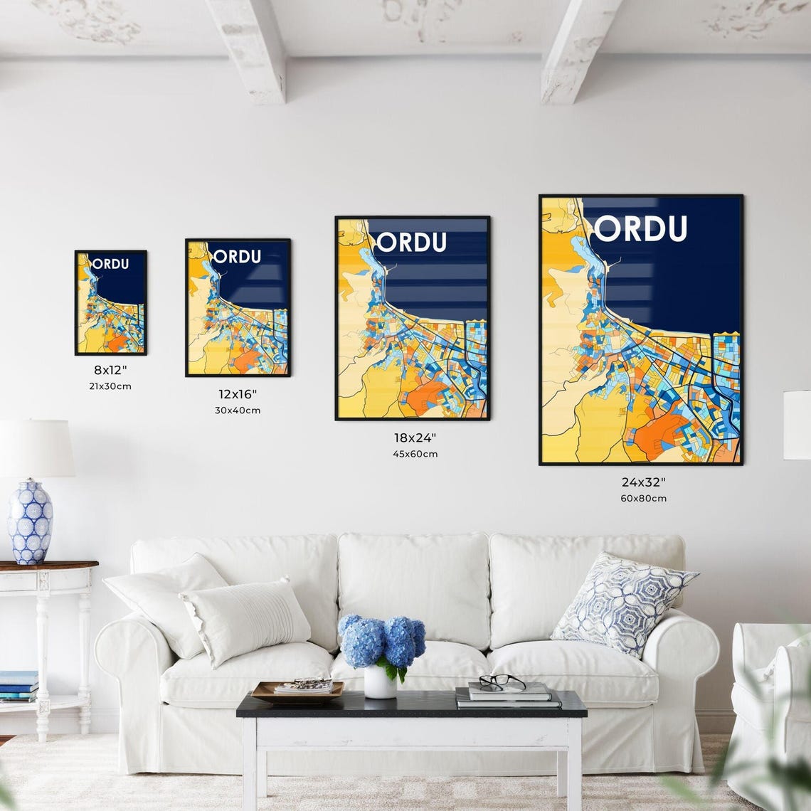 Ordu Turkey Artistic Colorful City Map Wall Decor Travel Design Poster - Image 3
