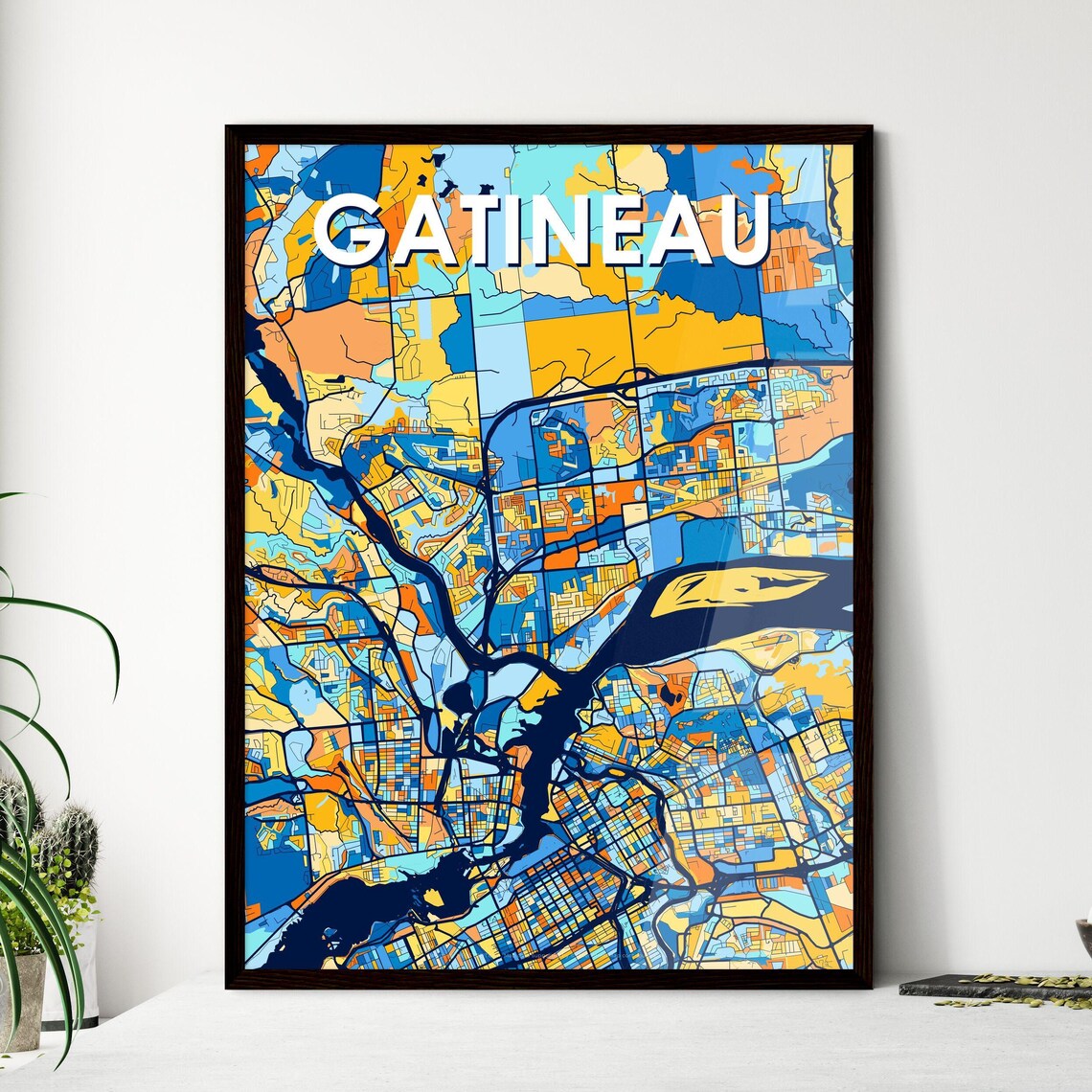 Gatineau Canada Bold Colorful Vibrant City Street Map Art Poster