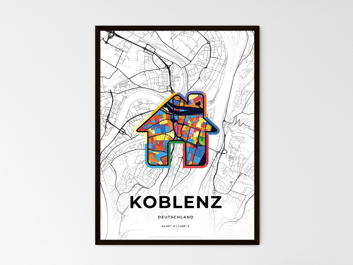 Koblenz Germany Where It All Began Heart Map Coordinates Poster - Image 3