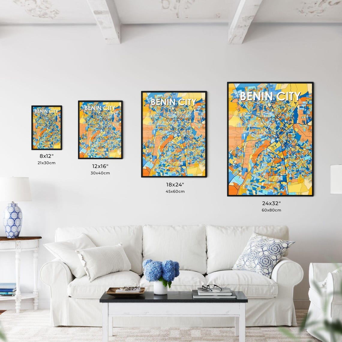 Benin City Nigeria Bold Vibrant Geometric City Map Art Poster - Image 3
