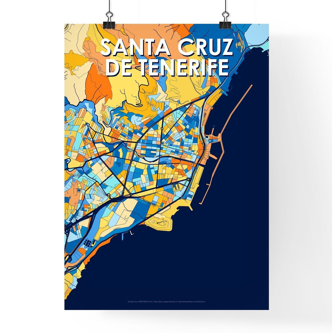 Santa Cruz de Tenerife Spain Colorful Modern City Street Map Travel Decor Poster - Image 4