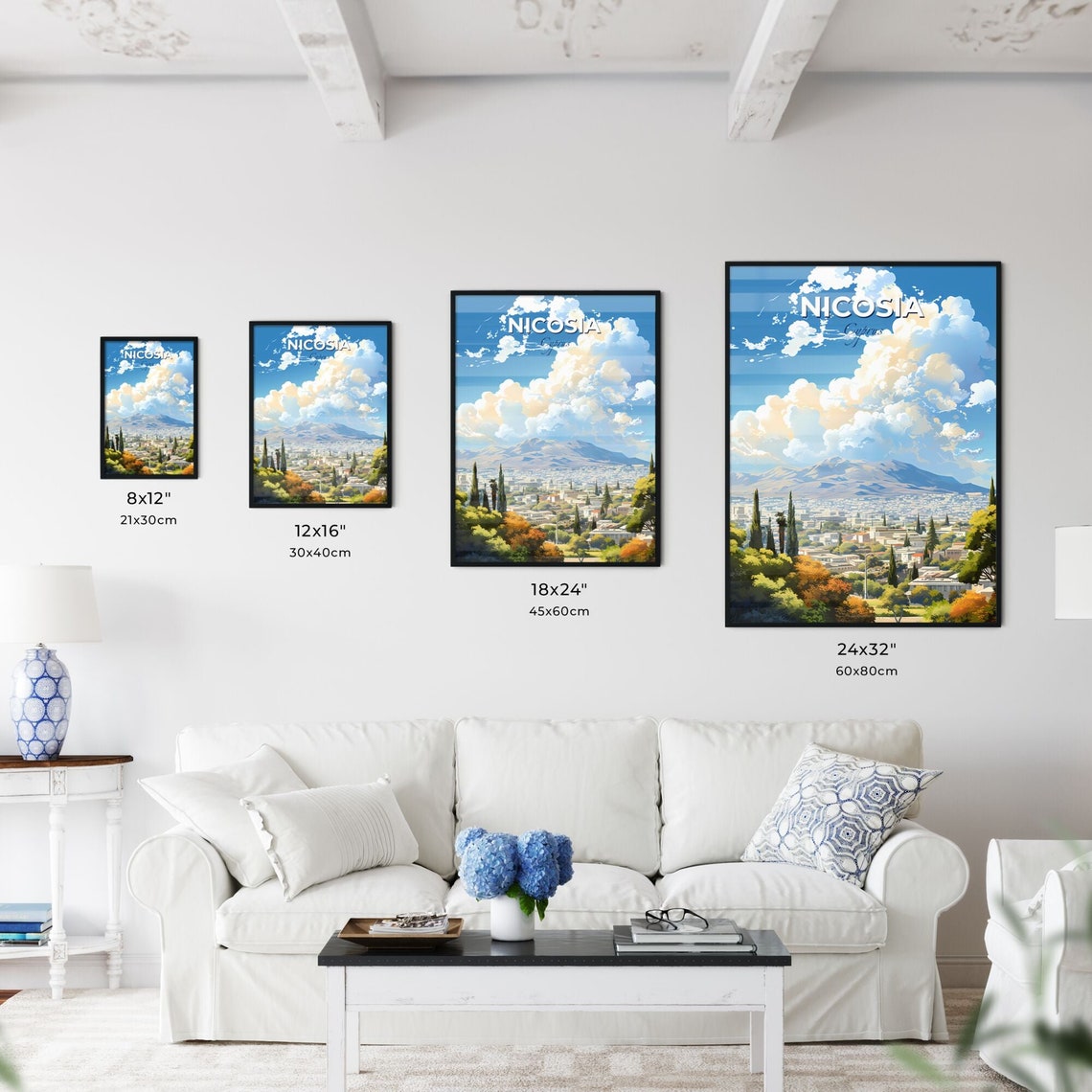 Nicosia Cyprus Mountain Panorama City Skyline Vintage Travel Poster - Image 3