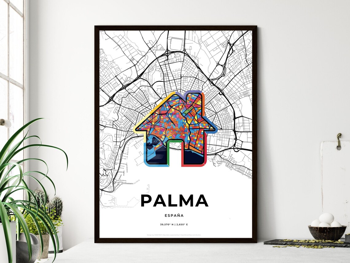 Palma de Mallorca Spain Minimal City Map Colorful Heart Icon Art Poster - Image 3