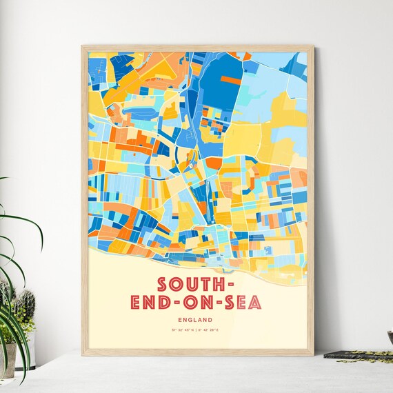 Southend-on-Sea England Colorful City Street Map Coordinates Poster