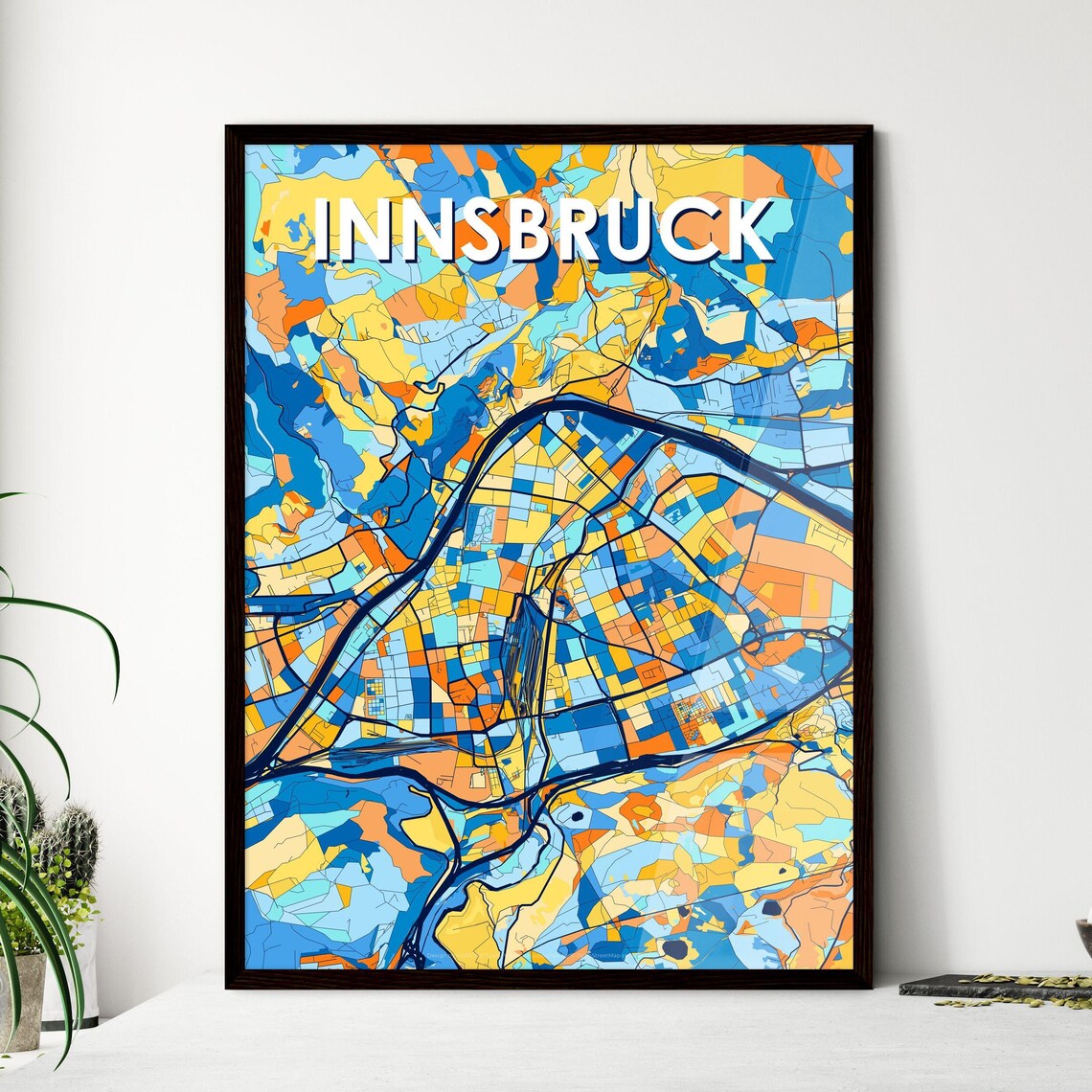 Innsbruck Austria Colorful Vibrant City Map Art Print Home Decor