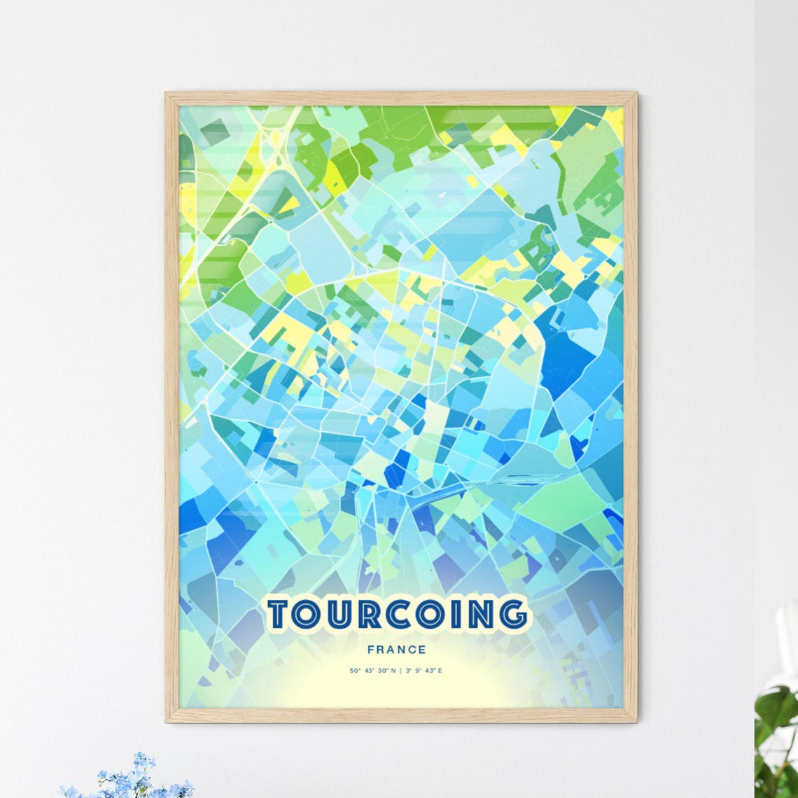 Tourcoing France Customizable City Map Poster For Home Wall Decor