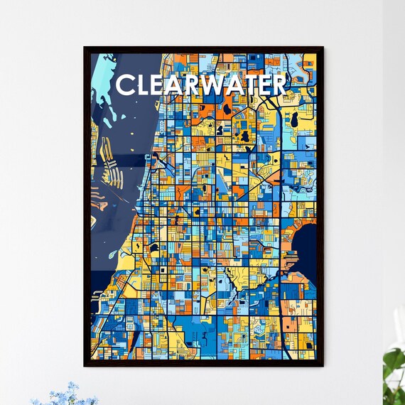 Clearwater Florida Colorful Geometric City Street Map Poster