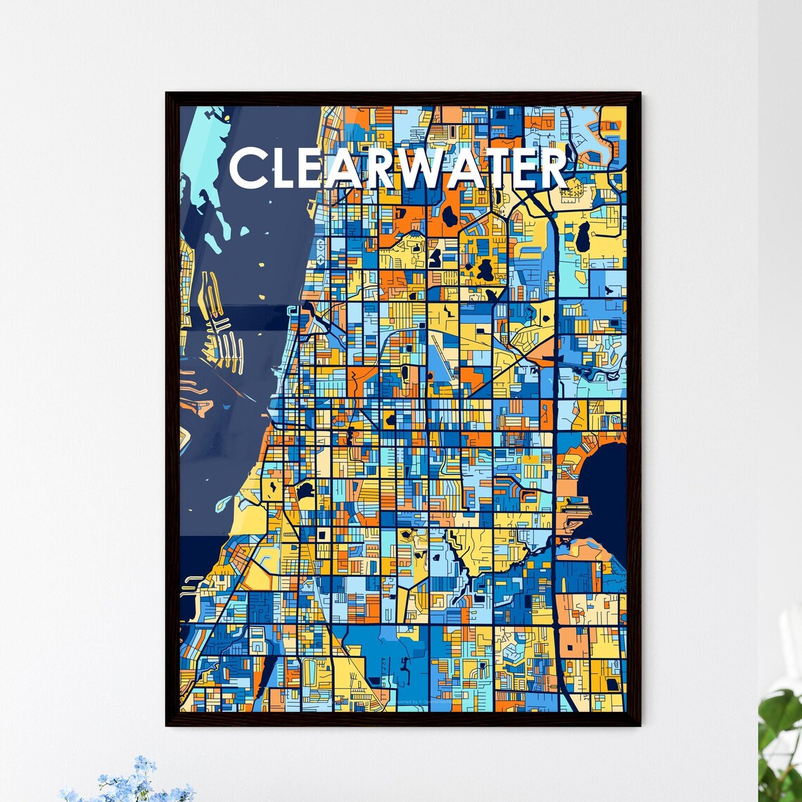 Clearwater Florida Colorful Geometric City Street Map Poster