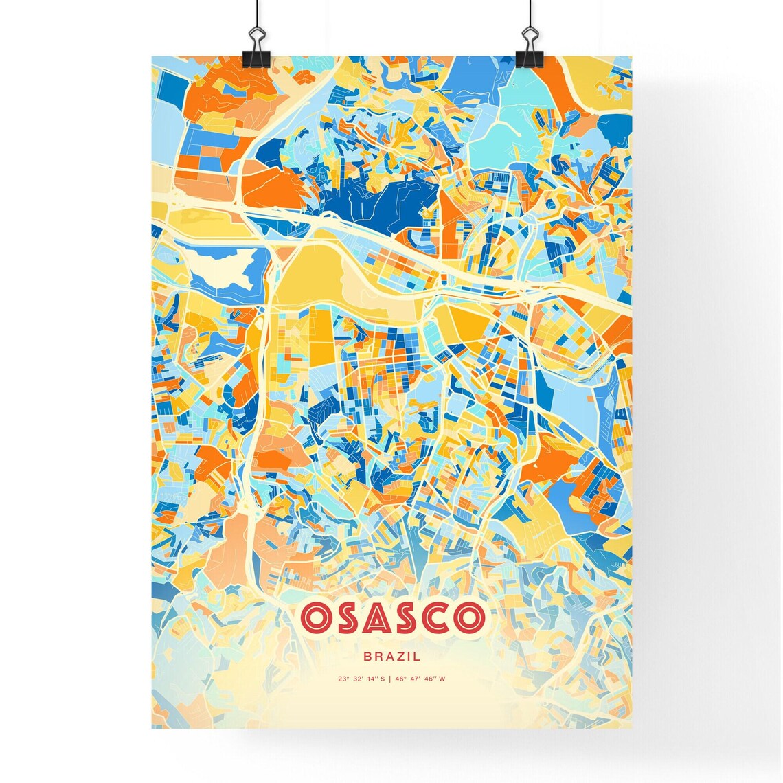 Osasco Brazil Vibrant Colorful Modern City Street Map Art Poster - Image 3