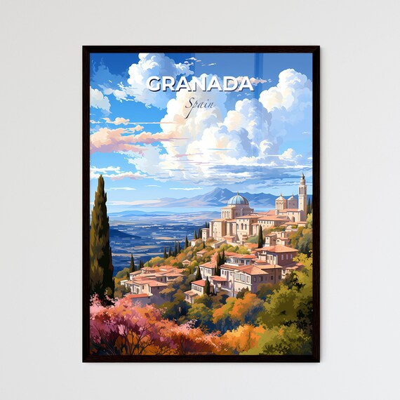 Granada Spain Andalusian Hillside Town Vintage Travel Poster