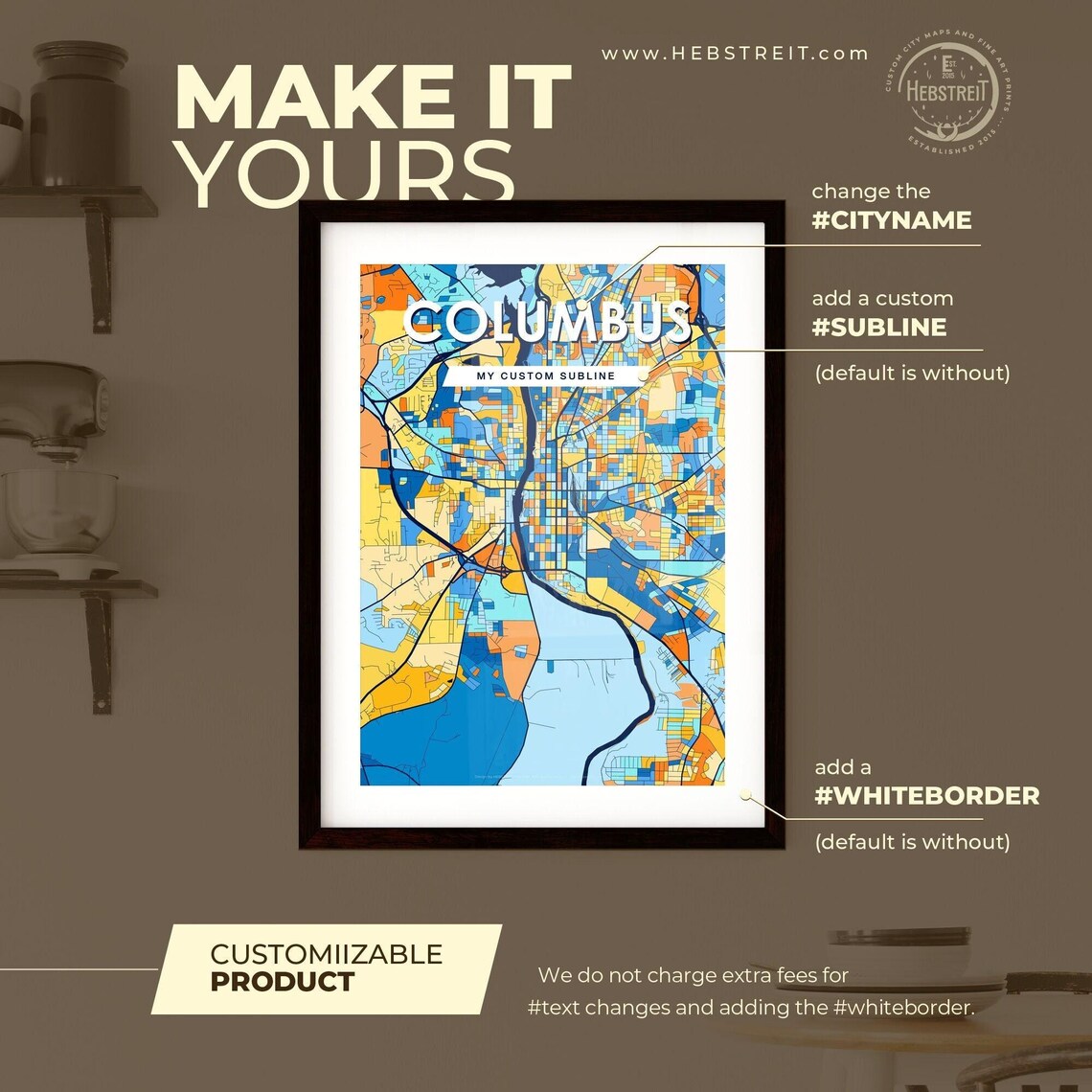 Columbus Georgia Vibrant Colorful Mosaic City Street Map Art Poster - Image 2