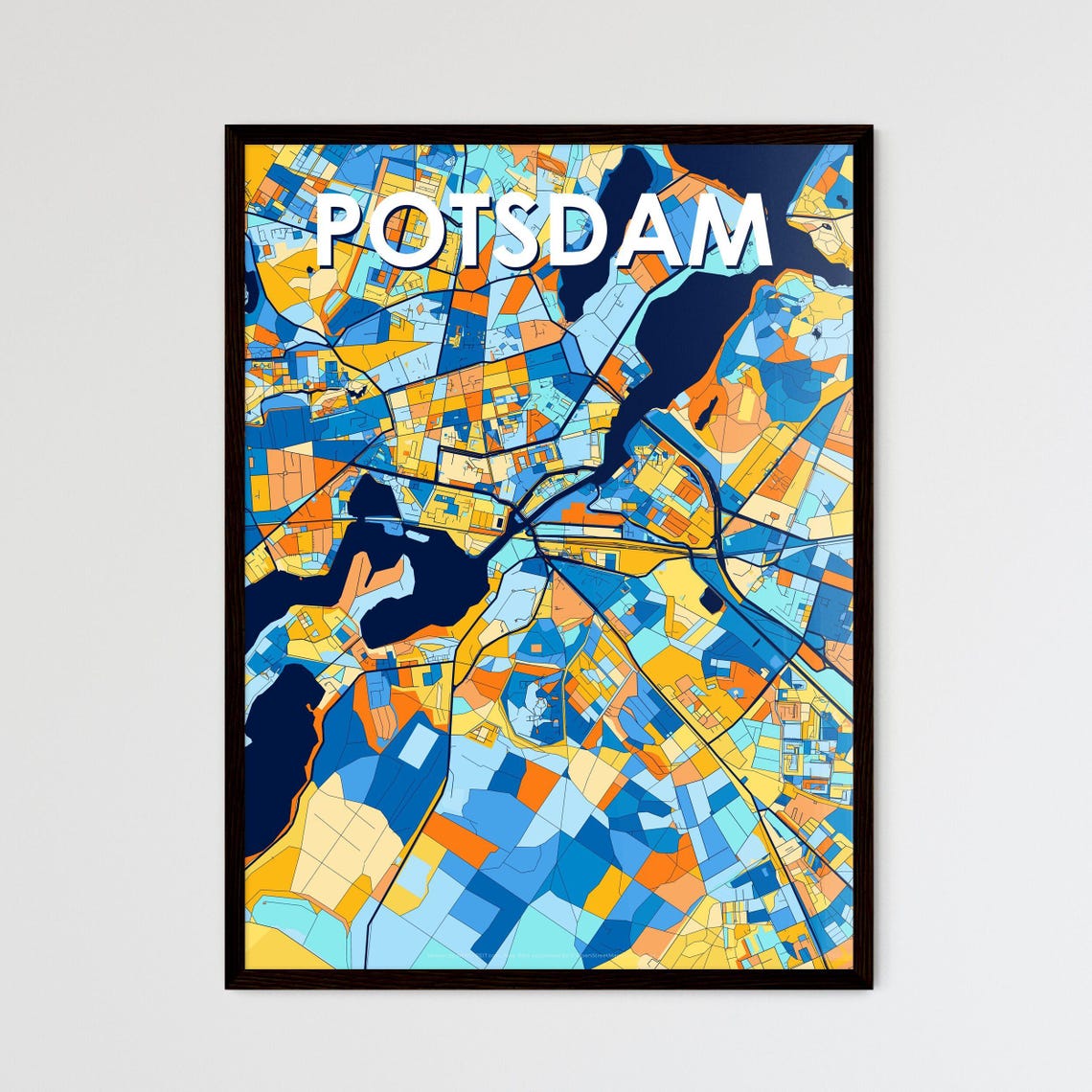 Potsdam Germany Colorful Modern City Lakes Map Artwork Poster