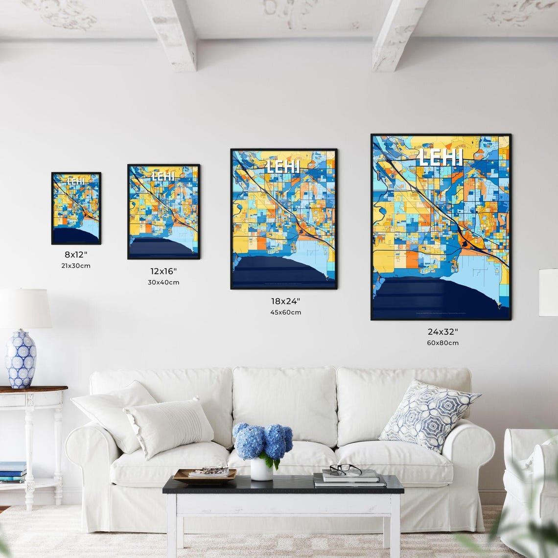 Lehi Utah Vibrant Colorful Illustrated Street Map Art Poster - Image 3