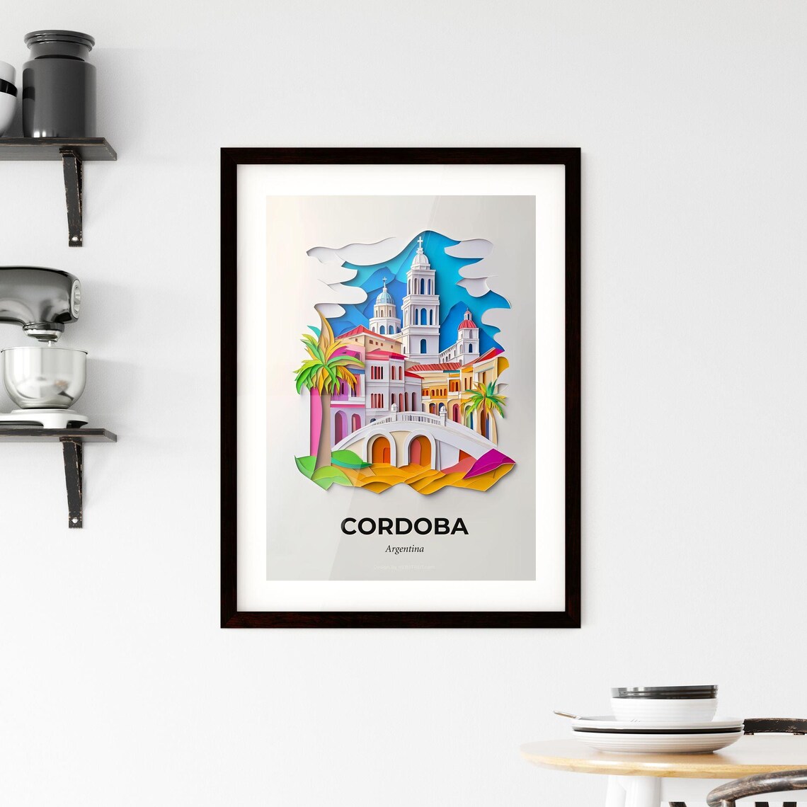 Cordoba Argentina Colorful Paper Cut Cathedral Travel Poster - Image 2