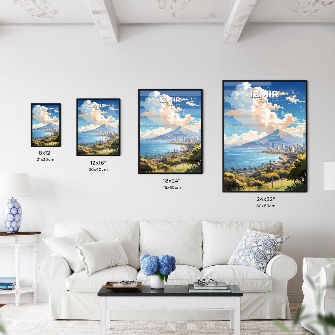 Izmir Turkey Bay Coastline Mountain Harbor Aegean Travel Art Poster - Image 3